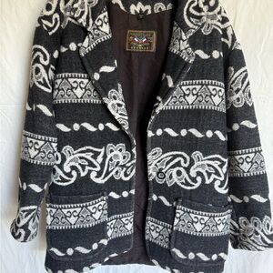 Vintage 90s French Country Express Southwestern Wool Blend Jacket M USA Aztec